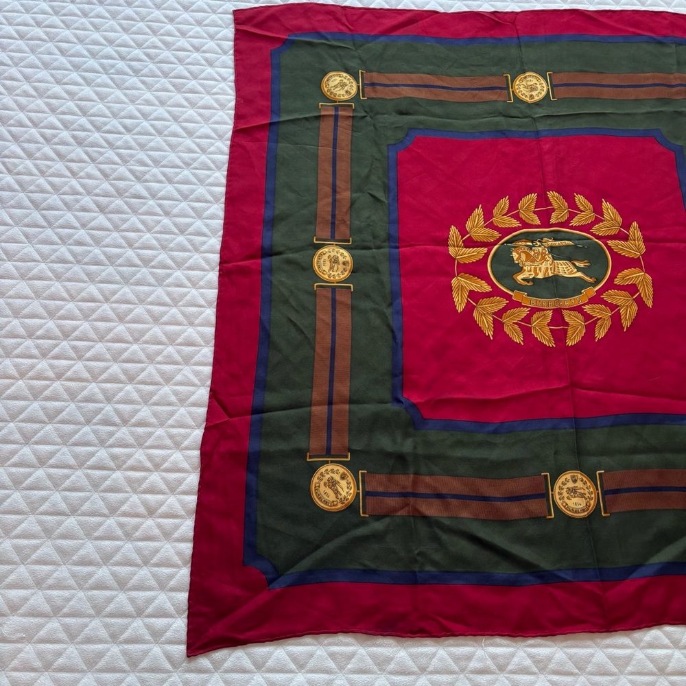 Vintage Burberry Prorsum 100% Silk Scarf Equestrian Knight Logo Made In Italy - Picture 4 of 9